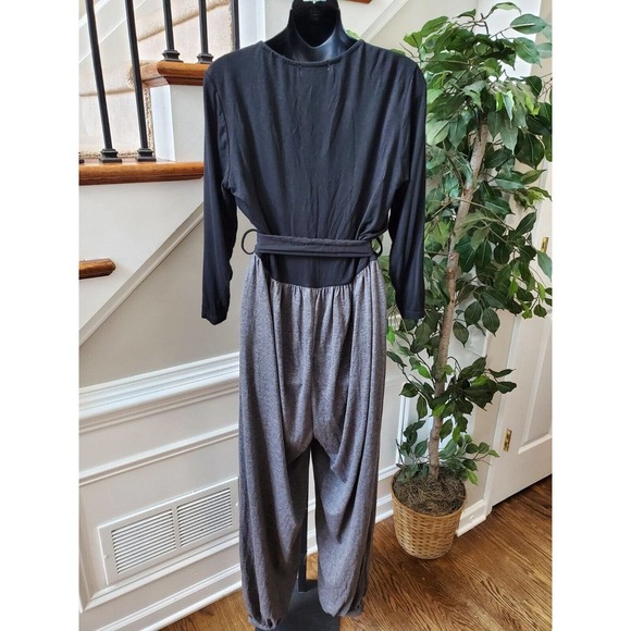 Inseparable Women's Black & Gray Rayon Long Sleeve V-Neck Jumpsuits Size Large - Picture 7 of 10